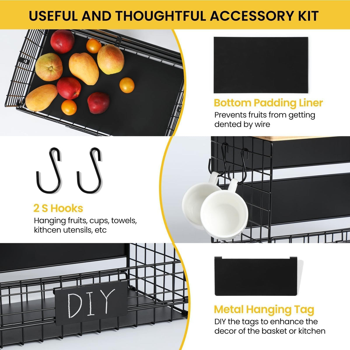 Snuvid Wider Shelf Basket showcasing the customizable tag and liner for organization.