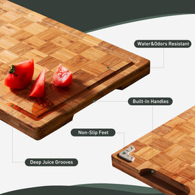 Socisen large cutting board provides ample room for meat slicing or serving.
