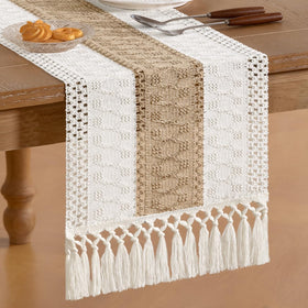 Socomi table runner as coffee table centerpiece enhances living room texture.