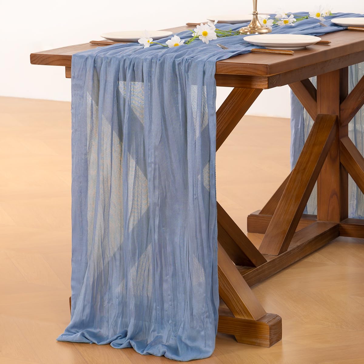 Socomi sheer table runner adds warm light accents to holiday dining