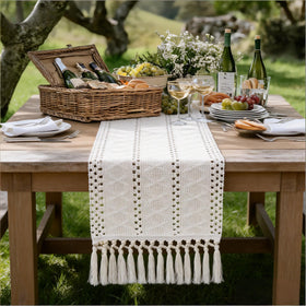 Socomi cream ivory runner complements farmhouse centerpiece setups.