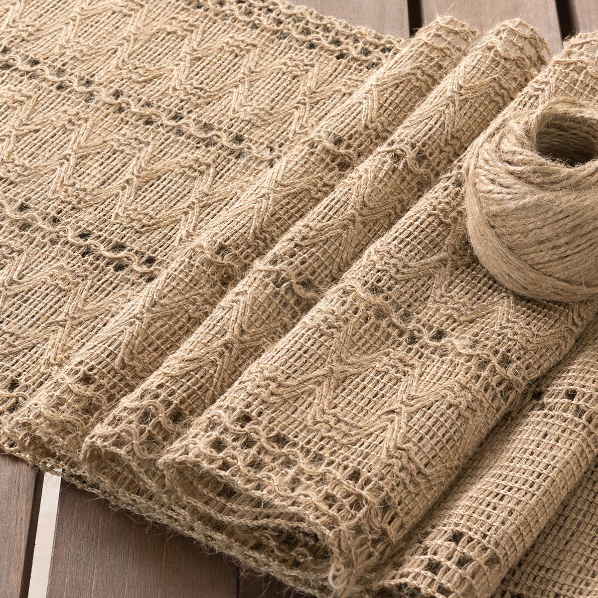 Socomi rustic jute table runner shown on a dining table