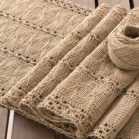 Socomi rustic jute table runner shown on a dining table