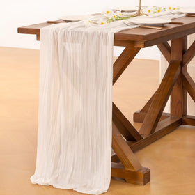Socomi ivory cheesecloth runner styled for Valentine’s Day table.