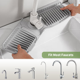 SOCORIA faucet mat trim to fit hole design allows a custom fit.