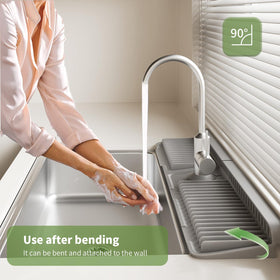 SOCORIA silicone drying platform doubles as a dish soap holder for organized counter space.