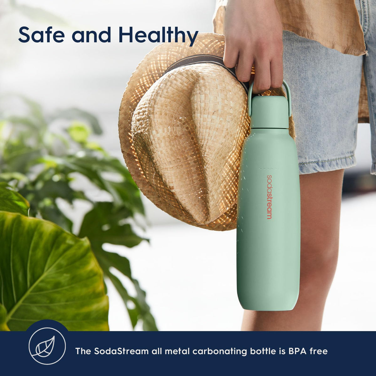 SodaStream Fizz & Go Cool bottle Mint color option in use