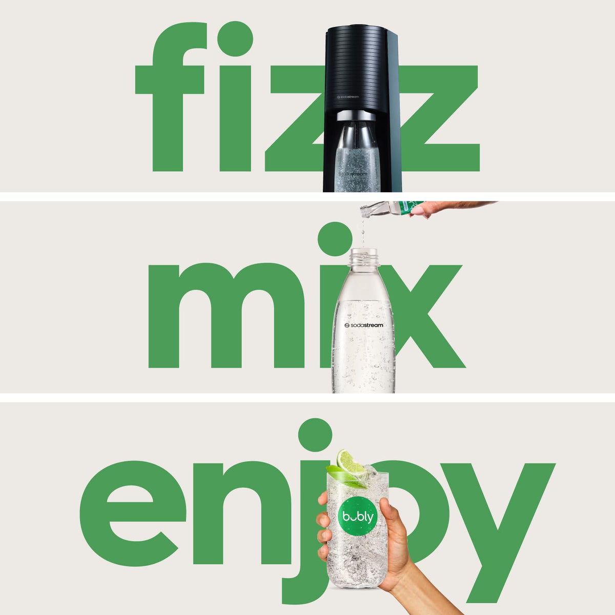 Sodastream Terra CO2 Quick Connect enabling fast, easy carbonation.