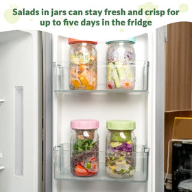 SOLIGT jars organized in the fridge for easy meal planning.