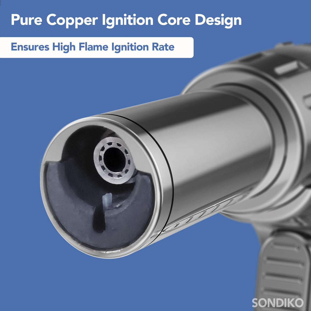 Sondiko torch demonstrating soft and hard flame modes.