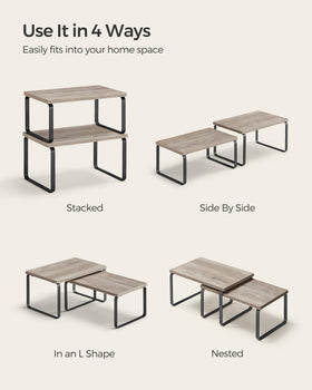 Songmics easy-assembly instructions image illustrating quick setup of cabinet shelves.