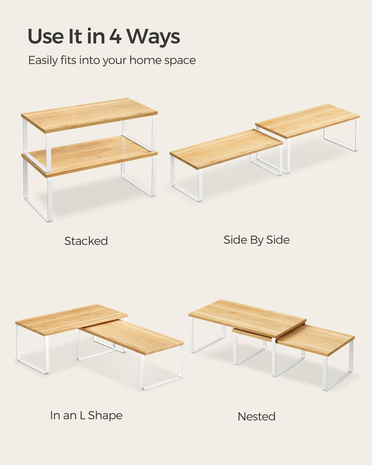 Songmics versatile organizer for kitchen, dining, and bathroom.