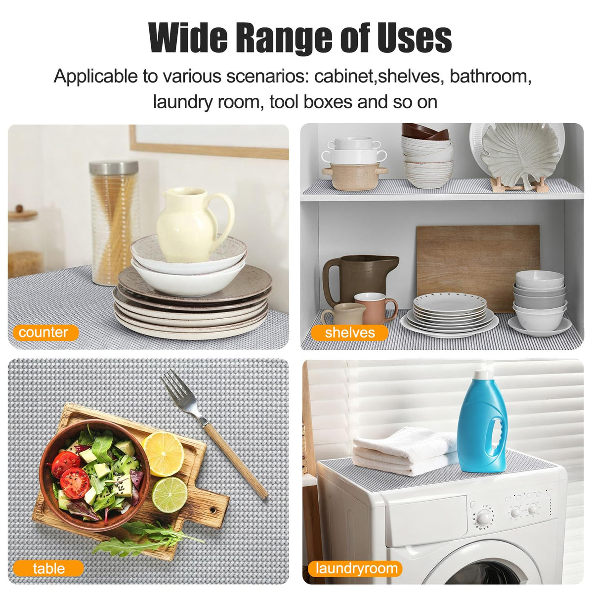 Songrey liner fits kitchen, bathroom, and laundry for organized spaces.