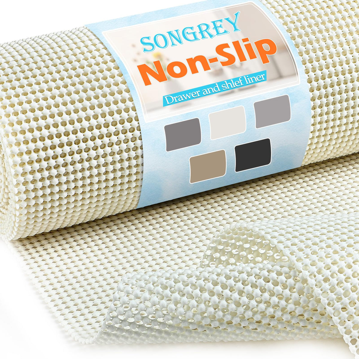 Songrey non-adhesive drawer liner provides breathable protection and keeps drawers in place.