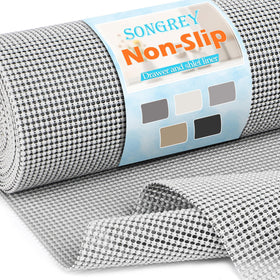Songrey non-adhesive drawer liner with open grid design for secure storage.