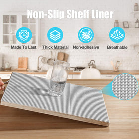 Songrey shelf liner demonstrates strong grip to keep items in place.