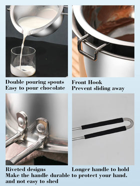 Songziming double boiler with dual pour spouts for controlled pouring.