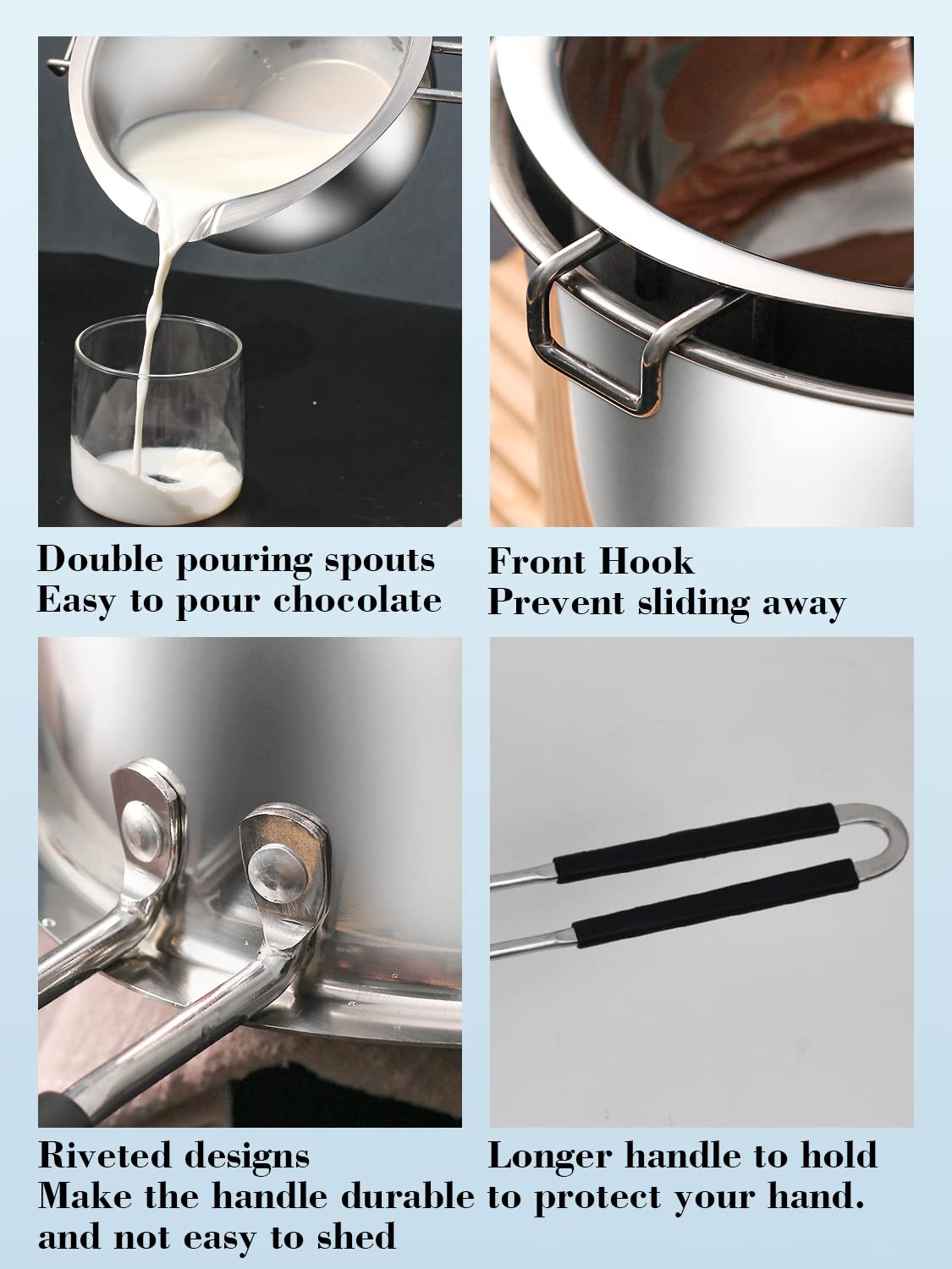 Songziming stainless steel melting pot emphasizes durable construction for various melts.