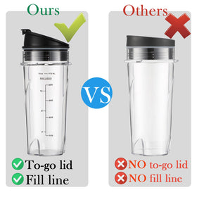 Sonkettek Ninja 16oz cup side view showing clear measurement marks.