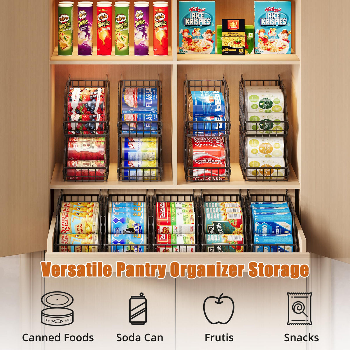 Sonyabecca heavy-duty wire rack provides durable support for stacked cans
