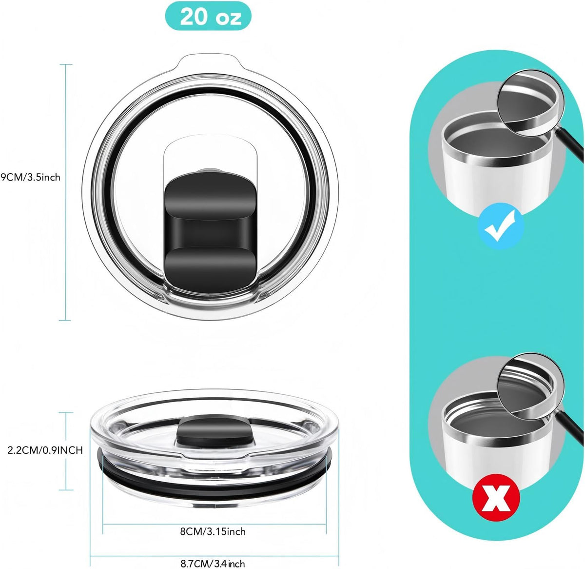 SOONSURE replacement lid crystal-clear BPA-free for quick refills