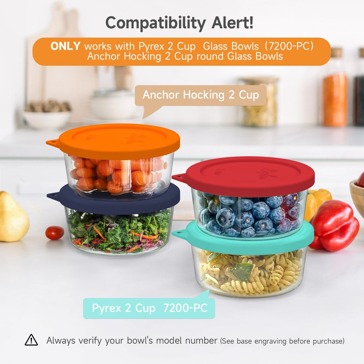 SOPHICO leak-proof lid with secure fit for Pyrex 7200-PC bowls to prevent spills