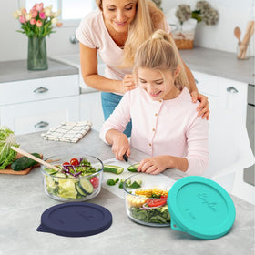 Sophico 7-cup round bowl lid provides secure seal on glass bowls