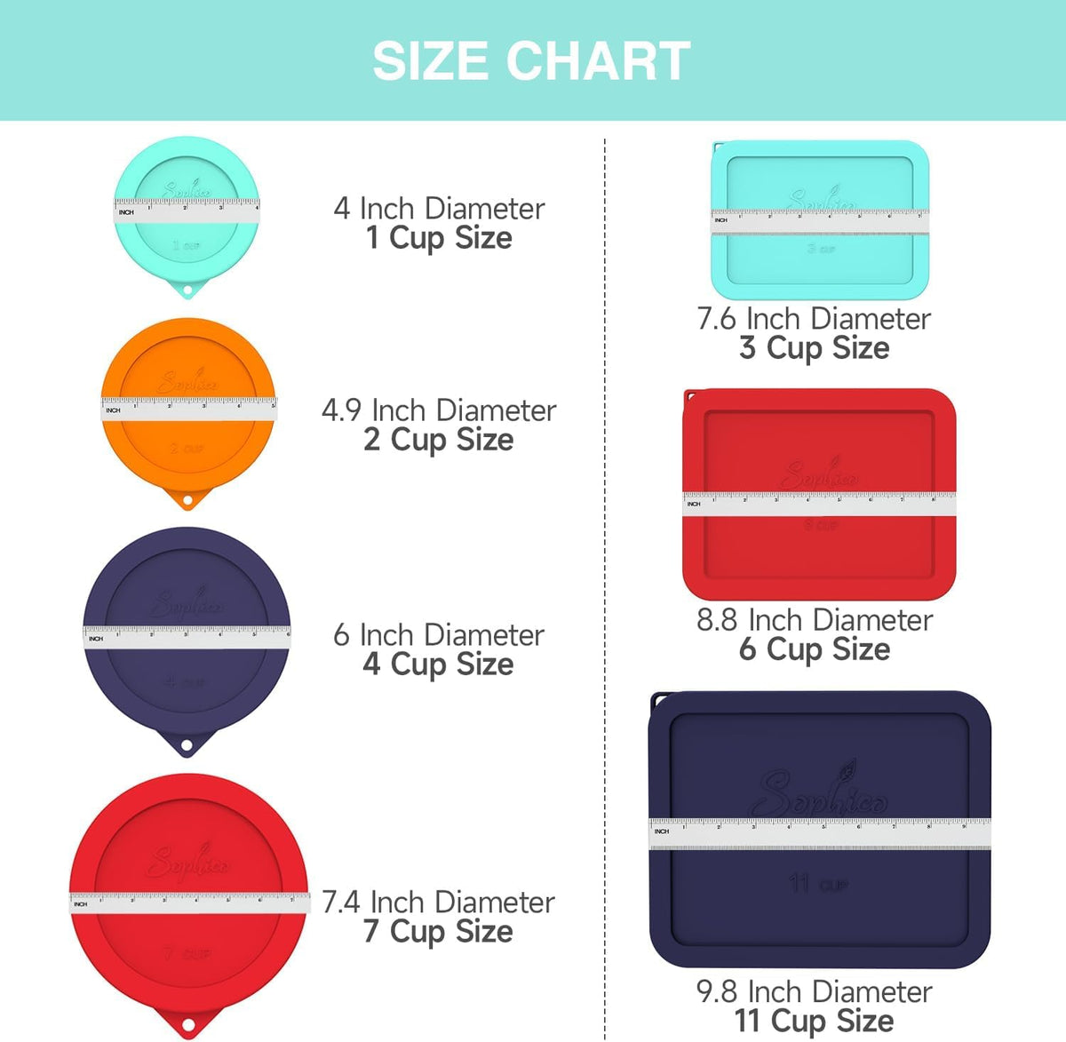 SOPHICO compatible with Anchor Hocking and Pyrex bowls, a practical lid set