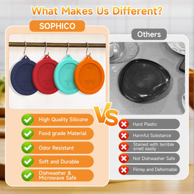 SOPHICO odorless BPA-free silicone lid feels soft to touch and resists warping