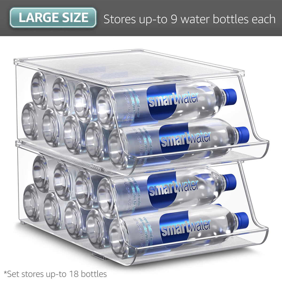 Sorbus kitchen setup showing organized bottles on the counter and in the fridge