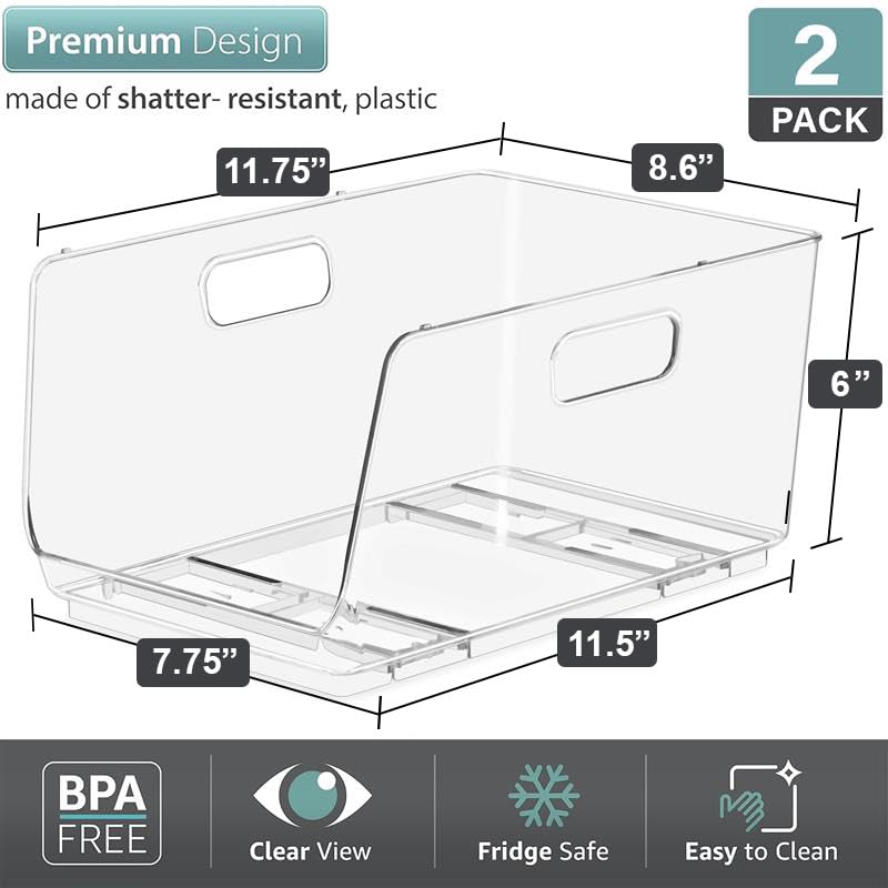 Sorbus open-front bin in fridge for organized snacks