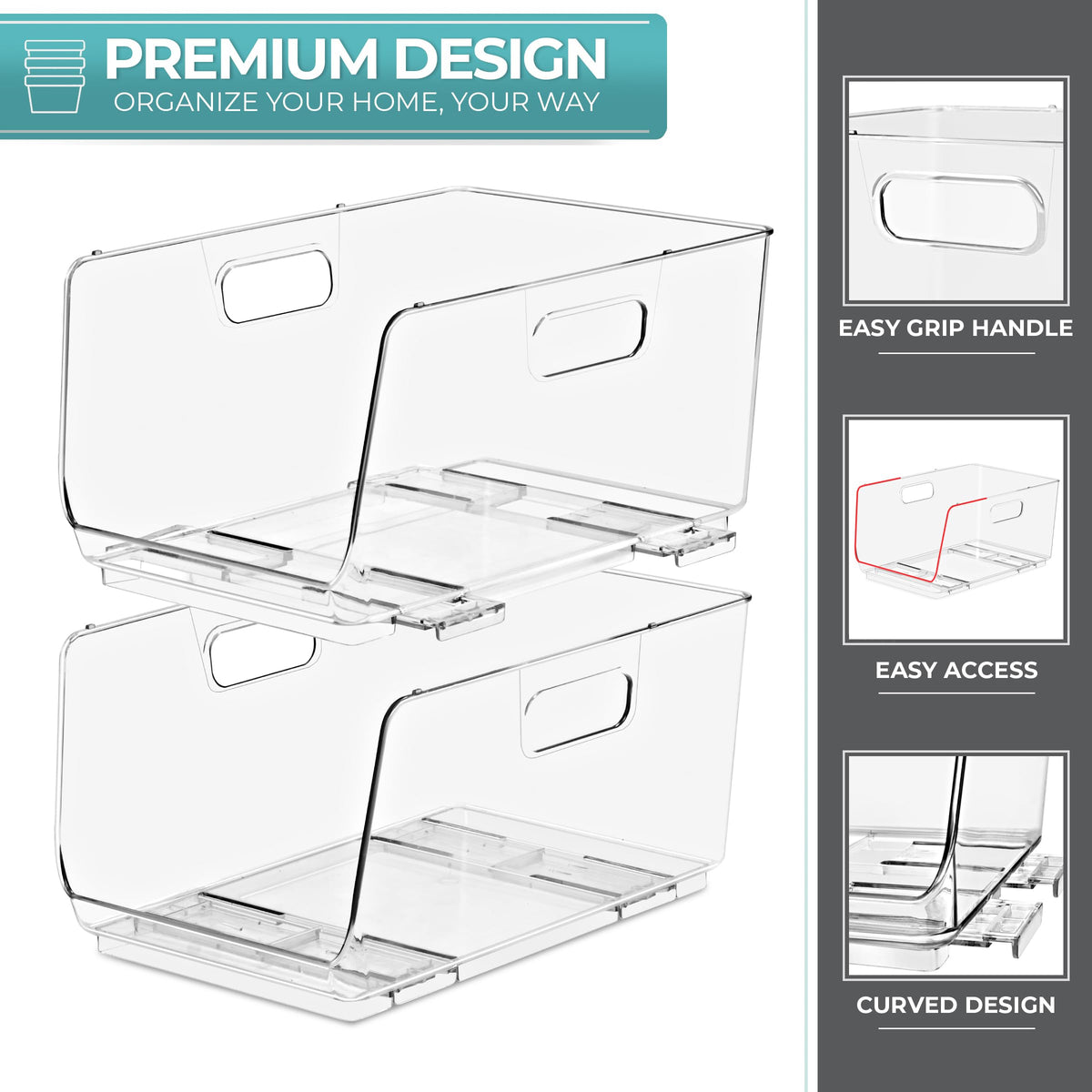 Sorbus open-front bin on kitchen shelf for versatile storage