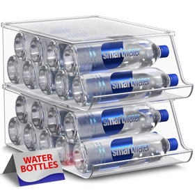 Sorbus water bottle organizer in fridge with lid keeps drinks neatly organized and ready