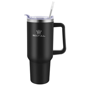 Soufull 40 oz tumbler leak-proof lid close-up prevents spills during travel.