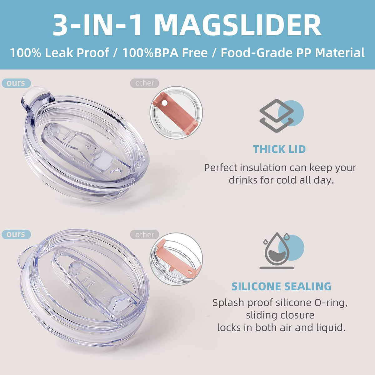 Soufull 40 oz tumbler silicone sleeve and handle offer comfortable grip.