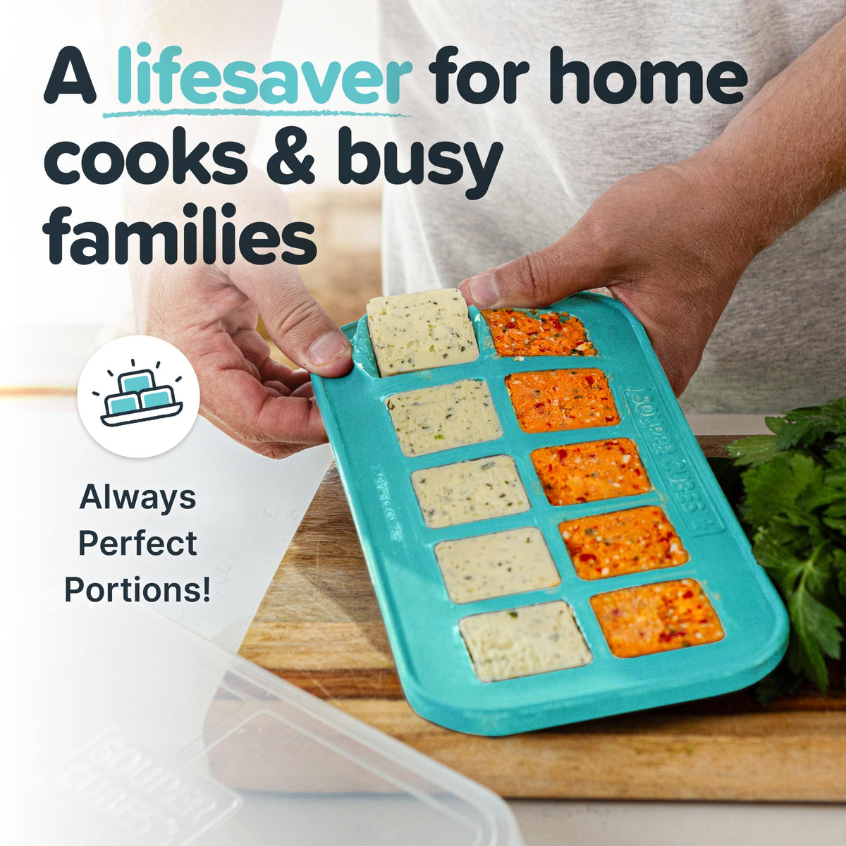 Souper Cubes freezer mold for pesto, convenient ready-to-use portions