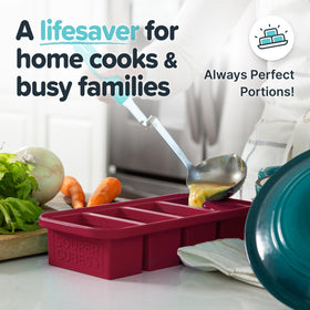 Souper Cubes dishwasher-safe top for simple cleanup after meal prep.
