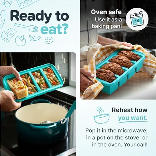 Souper Cubes freezer molds with lids, stackable design for organized storage
