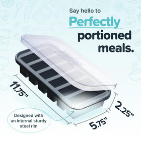 Souper Cubes fill lines on the tray help portion soups and sauces precisely.