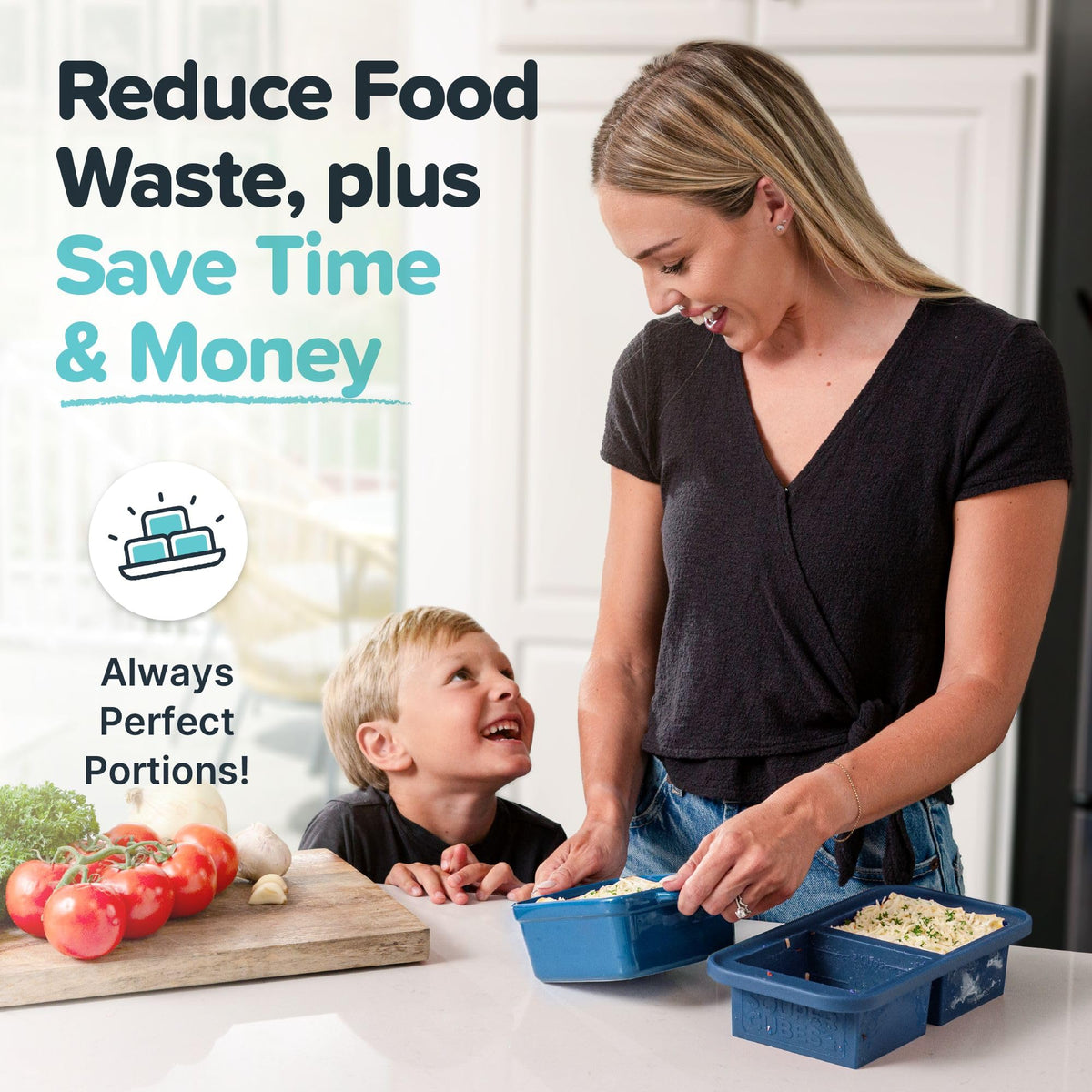 Souper Cubes lid with steel-reinforced top helps preserve freshness and prevent spills