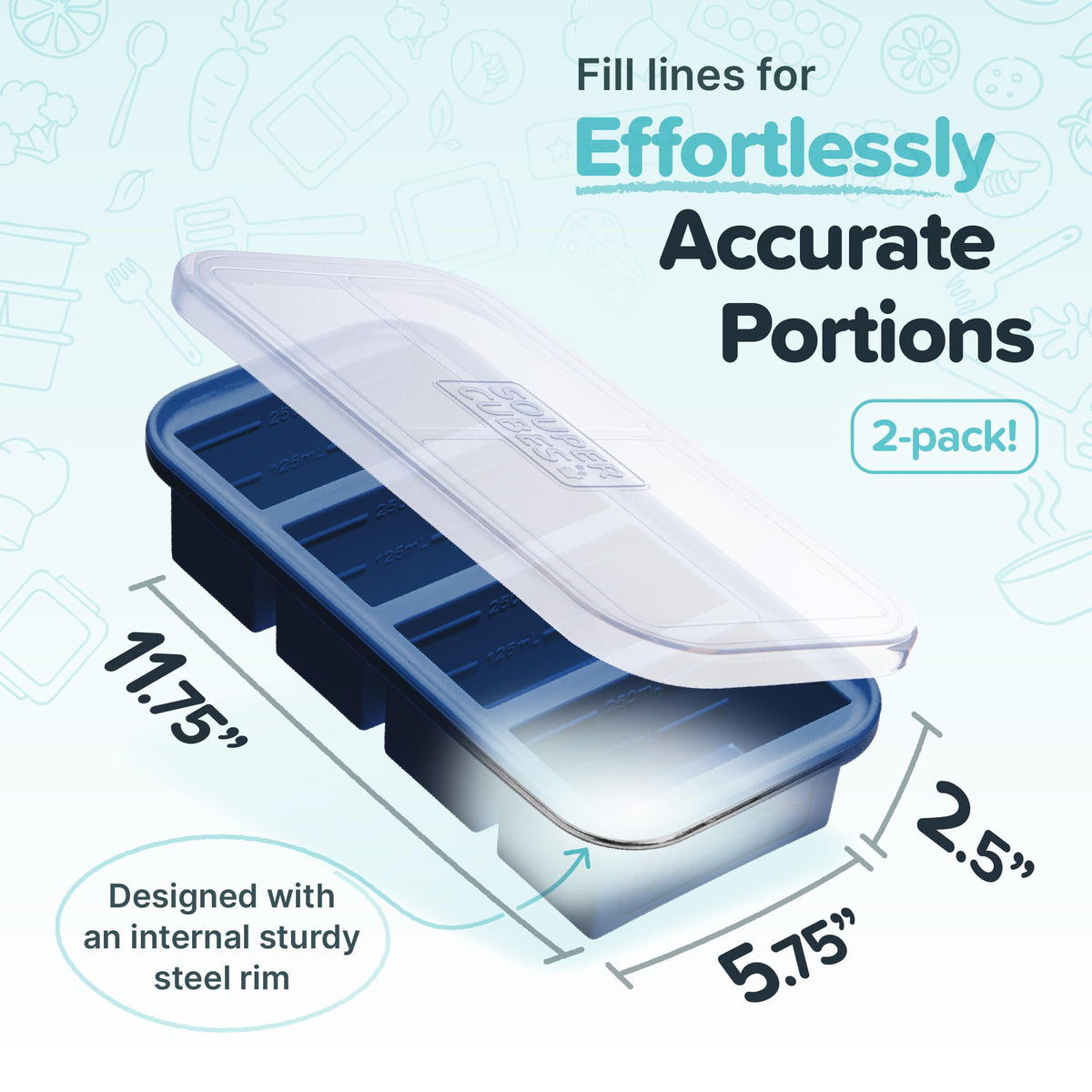 Souper Cubes 2-pack aids easy meal prep with clear portion lines.