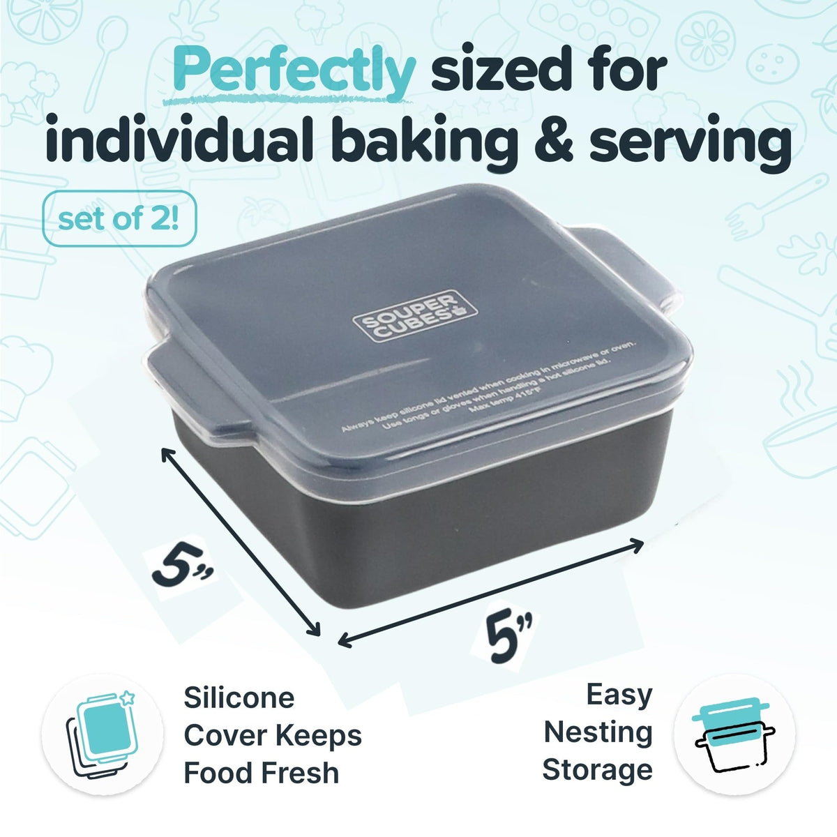 Souper Cubes Stoneware 2.0 5x5 dish for individual portions and quick meals.
