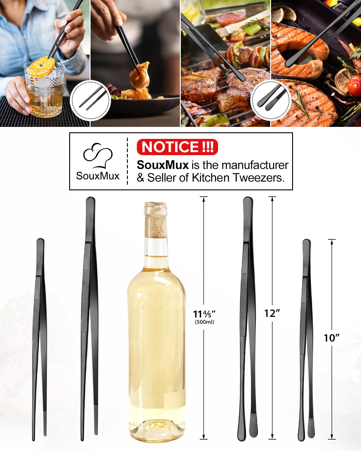 SouxMux rust-resistant stainless-steel coating extends tool longevity during cooking.