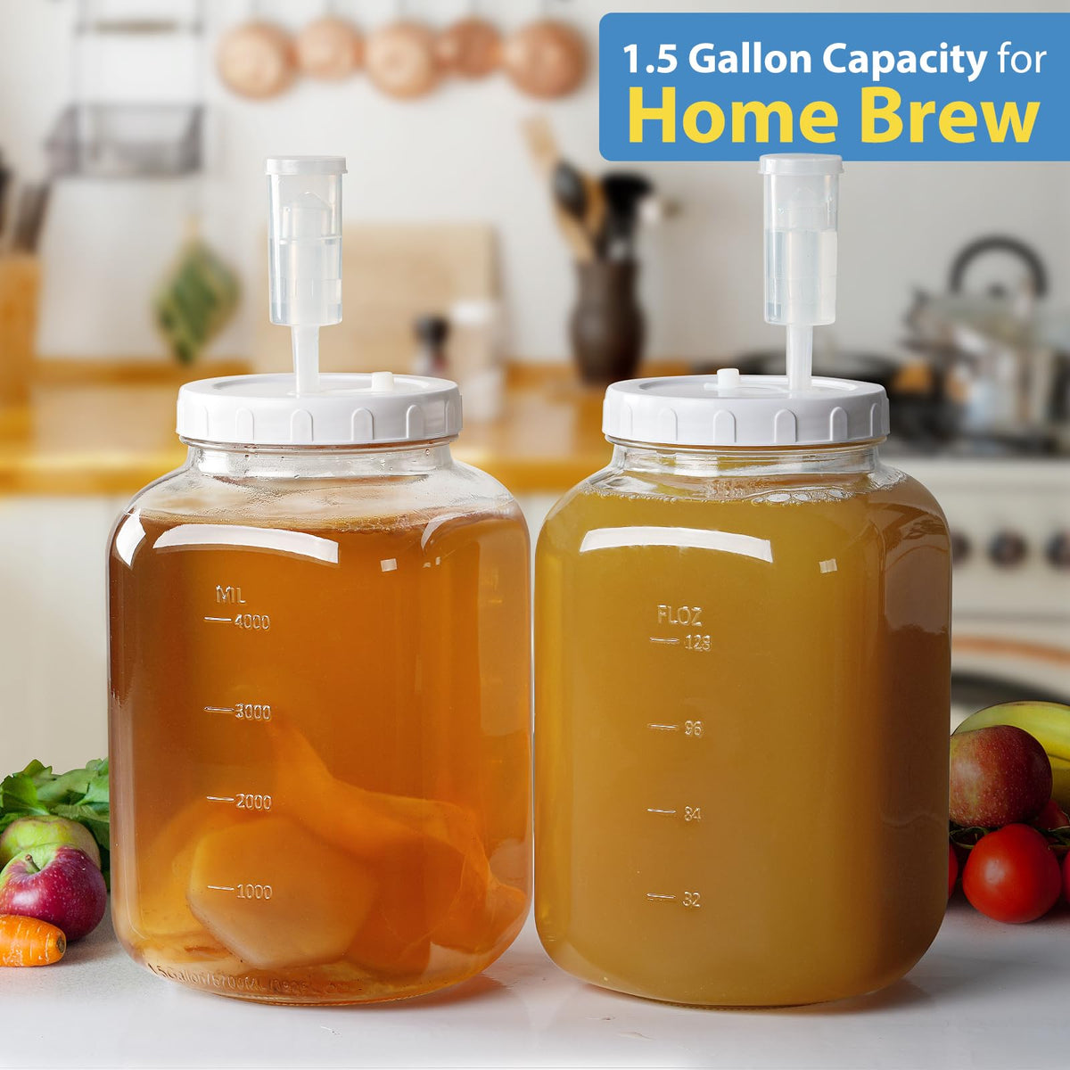 Sovietiep jars show scale lines for precise measurements during fermentation.