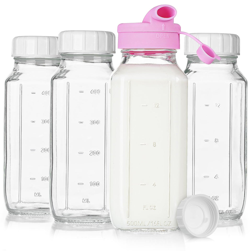 Sovietiep square glass bottle 16oz with cap for safe beverage storage