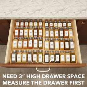 SpaceAid bamboo spice drawer organizer front view shows compact storage.