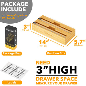 SpaceAid WrapNeat box with two slots supports multiple wrap types.