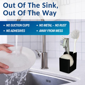 Spacewiser TidyNook dual-compartment layout offers stable sponge and brush storage