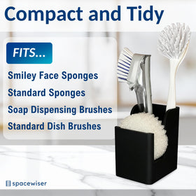 Spacewiser TidyNook rear brush compartment stores dish brushes for a tidy sink area