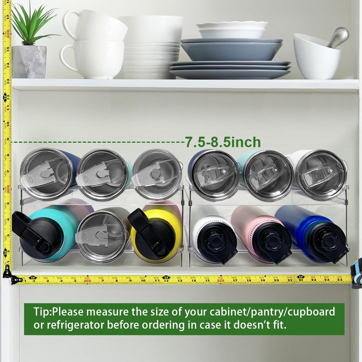 Spaclear patented storage design helps maximize vertical space in cabinets.